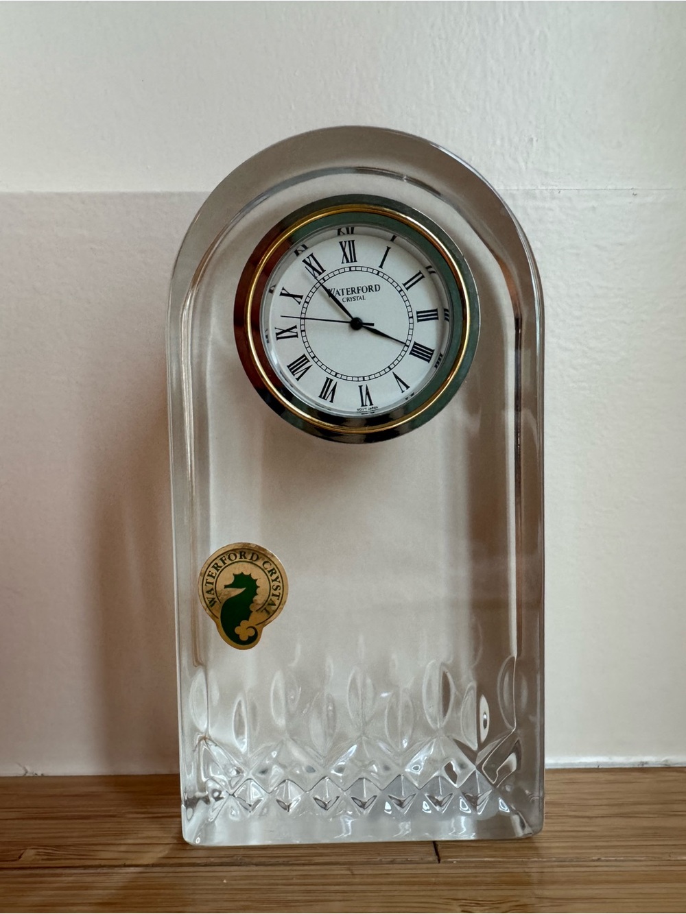 Waterford Crystal Clear Mantel Clock with Gold Trim